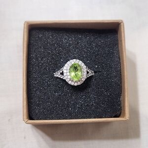 Peridot Diamond Ring 925 Sterling Silver Vintage Design Natural Gemstone SZ 7
